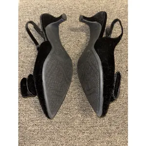 Sophia Taylor Madison Bow Black Velvet Sling Back Kitten Heels Sz 12 thumbnail 9
