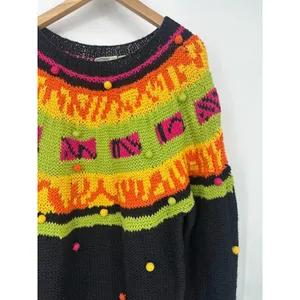 Vintage Tarazzia Design Chunky Whimsical‎ Pom Pom 1990s Sweater Women's Large thumbnail 2