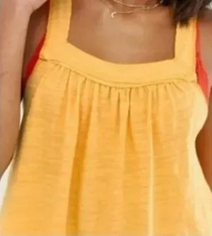 Free People We the Free Yellow Good For You Square Neckline Sleeveless Tank Top thumbnail 1