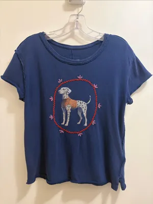 Free People We The Free Fur Friend Tee Dalmatian Navy Blue Size Large Worn Once! thumbnail 5