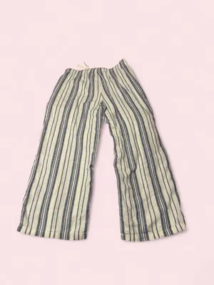 Roxy Striped Wide-Leg Cropped Pants in Navy and Cream thumbnail 2