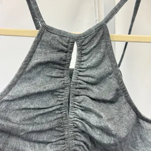 NWT Idem Ditto Washed Ruched Halter Crop Top S12786T-KB‎ Small Gray Streetwear thumbnail 4