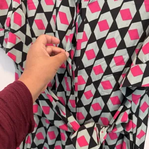 DVF Silk Kendyl Maxi Dress Hexagon Print Size XL Geometric thumbnail 5