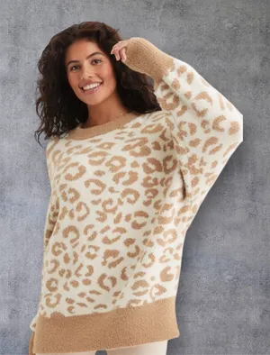 Aerie Leopard Buttercream oversized Sweater thumbnail 1