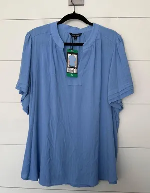 Well Worn Women’s XL Blue Blouse Short Sleeve Career Office Core New thumbnail 1