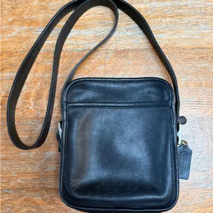 Vintage Coach Black Leather Messenger Bag thumbnail 1