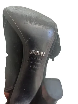 SCHUTZ Black Suede Zip Sandals Heels Size 6.5 thumbnail 6