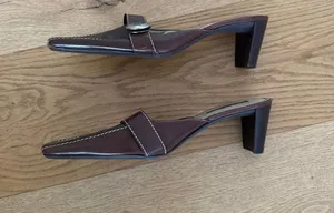Unisa - Leticia Low Heel Buckle Mules in Dark Brown thumbnail 4