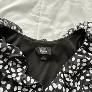 Vintage Mini Dress‎ Womens Large Black White Polka Dot 90s Y2K Belted Ruffle thumbnail 5