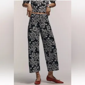 ANTHROPOLOGIE Maeve The Ettie High Rise Wide Leg Crop Pants Floral Size 27 NEW thumbnail 5