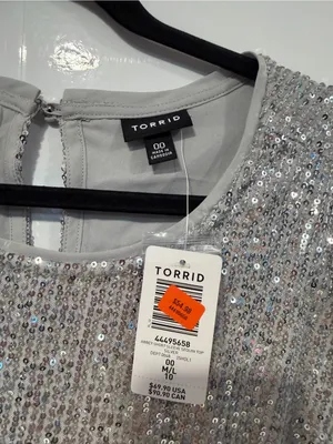 Torrid Silver Sequin Short Sleeve Top NWT thumbnail 2