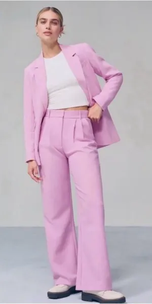 Abercrombie Fitch Sloane Pink High Waisted Straight Trousers Pants Size 30/10 thumbnail 1