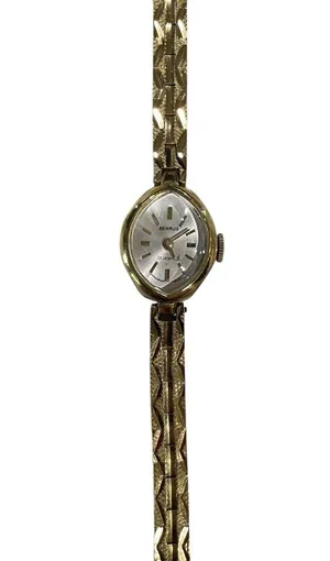 Benrus 17 Jewels Vintage Gold Tone Women’s Watch Textured Band thumbnail 2
