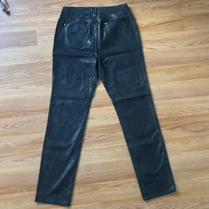 Lafayette 148 Black Shimmer Snakeskin Slim Leg Jeans Size 10 thumbnail 4