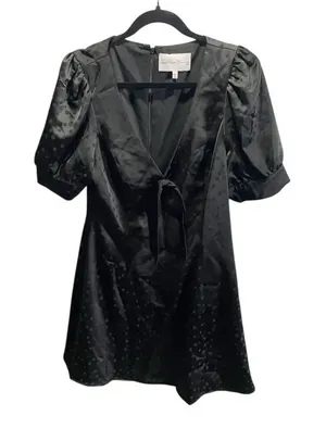 Charles Henry Women's Black Puff Sleeve Polka Dot‎ Dress Size L thumbnail 1