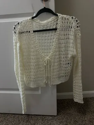 SHEIN Crochet Tie Front Top thumbnail 1