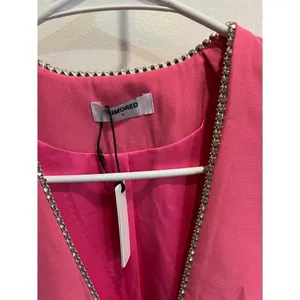 Anthropologie Rumored NWT Women Small Pink Crystal Bow Disco Mini Dress thumbnail 7