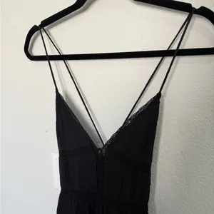 ZARA Black Lace Insert Open Back Strappy Midi Dress Large NEW thumbnail 8
