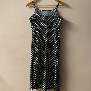 A New Day Black Polka Dot Slip Midi Dress EUC Size S thumbnail 4