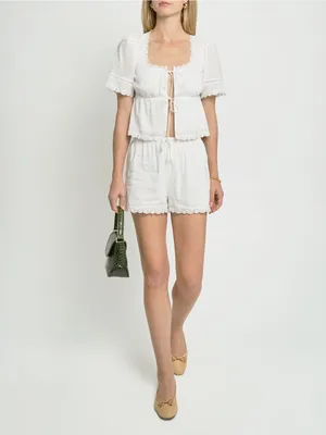 NWT kourt Emma Top size Medium M White tie front lace blouse Few Moda thumbnail 4