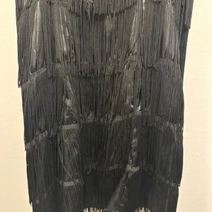 Flapper fringe dress Halloween costume! Black fringe, mini dress size medium! thumbnail 4