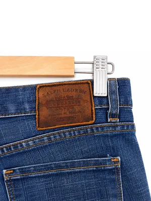 Ralph Lauren Blue Denim Jeans with Brown Leather Patch thumbnail 4