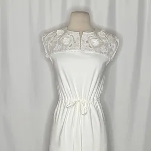 SEE BY CHLOÉ White Embroidered Lace Cutwork Yoked Knit Dress Solid Size Small thumbnail 3