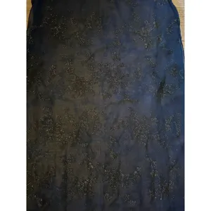Vintage Dress Navy Black Shimmer floral Sheer Midi Size 14 1/2 Whimsy Fairy Goth thumbnail 4