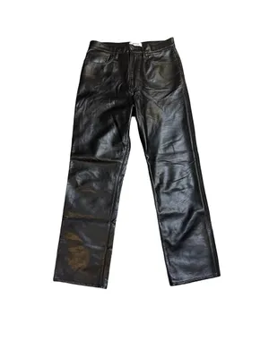 🖤✨AGOLDE Faux Leather Fitted‎ 90’s Straight Leg Pants Black Size 28✨🖤 thumbnail 2