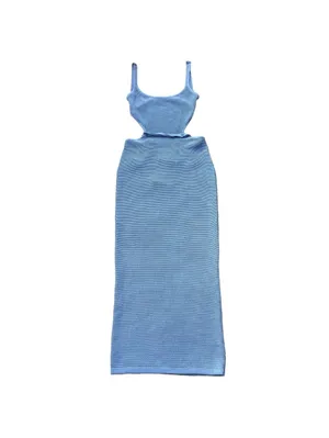 Sabo Skirt London Knit Dress in Azure Sz 8 / Large Coastal Cutout Midi Vacation thumbnail 2