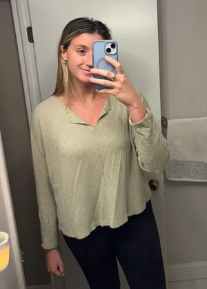 Long Sleeve Slight V Neck Top Size M thumbnail 1