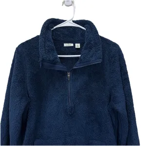 LL Bean Blue 1/4 Zip Sherpa Fleece Pullover Pockets Fuzzy Size‎ MEDIUM thumbnail 3