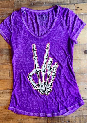 All Access Skeleton Hand Purple Shirt Juniors, Size S (3/5) thumbnail 1