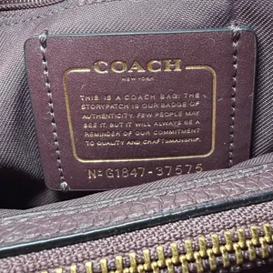 Coach Mercer 30 Satchel Plum Pebble Leather Handbag 37575 Gold Hardware thumbnail 13