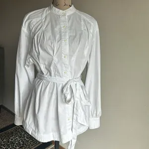 Free People Abbey Bishop Sleeve Button Down White Tunic Size Medium thumbnail 3