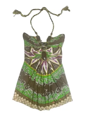 aso TV’s 90210  new Sky  Jewel Neck Bold Print Silk Halter Top  Braided Strap thumbnail 1