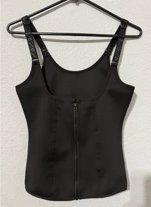 Womens Black Waist Trainer Vest Shapewear Zipper Hook Closure Large L Faja‎ thumbnail 1
