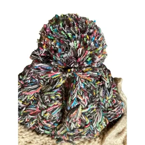 Cute Winter Beanie Pom Pom Tie Used Womens One Size thumbnail 11