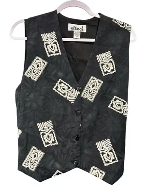 Vtg Creazioni Effeci Vest 90's Boho Whimsical Goth Beaded Med Sequin Black thumbnail 1