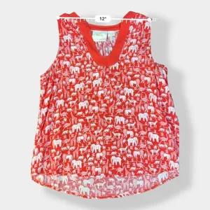 Anthropologie Maeve Melange Red‎ Animal Print Top Size 6 thumbnail 3