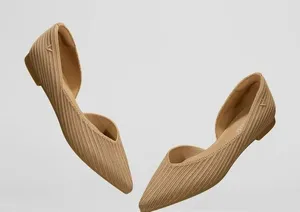 Vivaia Melia Pointed Toe Knit D'Orsay Flats Tan Sustainable Slip On EU 41 US 9.5 thumbnail 1