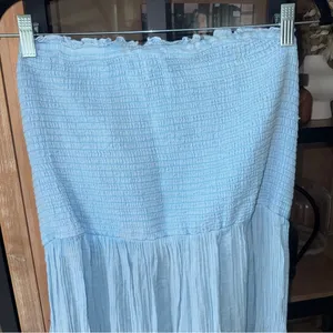 Anthropologie The Marisol Smocked Gauze Maxi Dress Celandine strapless muslin thumbnail 9