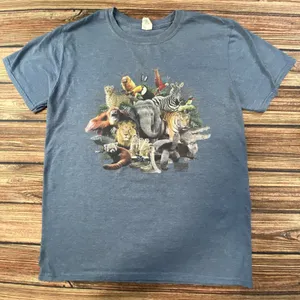 Smithsonian National Zoo Park Graphic T-Shirt Zoo Animals Blue Adult Sz M thumbnail 1