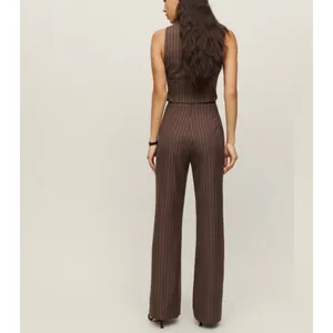 Reformation brown pinstripe vest and pant set thumbnail 3