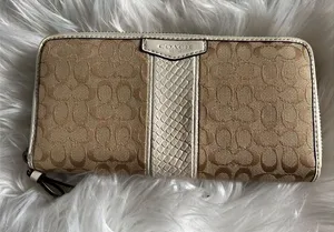 Coach tan and white wallet size 8x4 signature c thumbnail 1