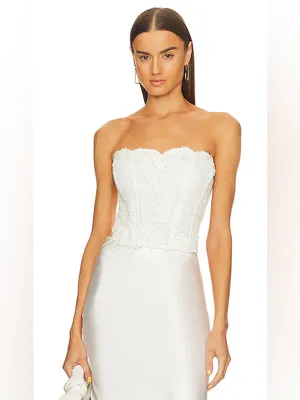 LoveShackFancy Arno Bustier in Antique White thumbnail 5