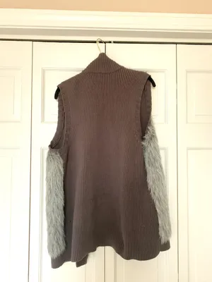 Grey Faux Fur Sweater Vest thumbnail 2