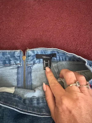 Forever 21 Light Blue Denim Mini Skirt with Raw Hem thumbnail 2