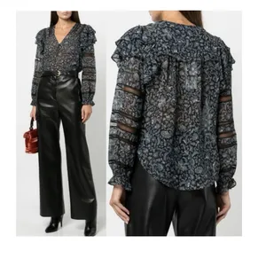Veronica Beard Penny Silk blouse Floral Lace Sz 6 Romantic Feminine Chic Lux Top thumbnail 2