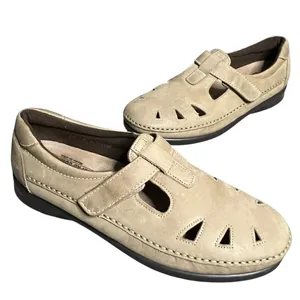 SAS Roamer‎ Shoes Womens 10 Beige Moccasin Leather Slip On Adjustable Comfort thumbnail 1